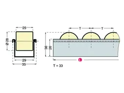 profiel met normale rollen,v. doorloopstelling,D 1210mm,verzinkt