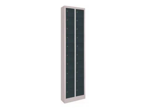 lockerkast,HxBxD 1950x460x200mm,2x10vakken,RAL7035,front RAL7016