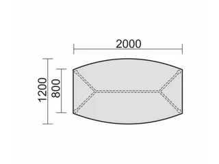 vergadertafel HxBxD 72x200x80cm vatvormig 4voeten Esdoorn Alu - 8