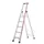 trapladder,eenzijdig,4treden,stand H 0,88m,balk L 1,64m,aluminium