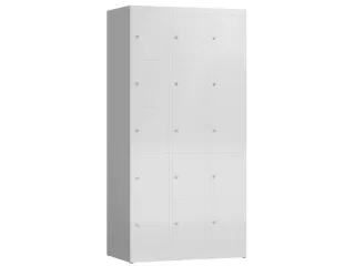 Lockerkast 1800x870x500mm 3x5 vakken cilinderslot, sokkel, RAL7035 - 1