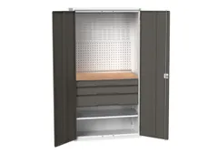 Systeemkast 2000x1050x550mm 1xlegbord 3laden RAL7035+RAL7016