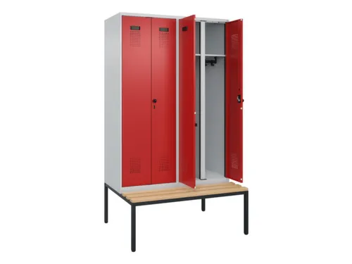 locker met bank,voor scheiding van kleding,HxBxD 2120x1200x815mm,4vak