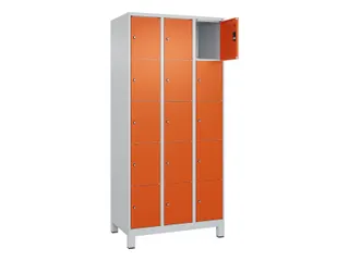 lockerkast,HxBxD 1950x900x500mm,3x5vakken,vak B 300mm,cil.-slot,voeten - 1