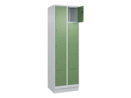 lockerkast,HxBxD 1950x600x500mm,2x5vakken,vak B 300mm,cil.-slot,sokkel