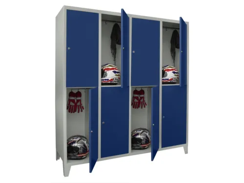 lockerkast,HxBxD 1850x1600x500mm,4x2vakken,RAL7035,front RAL5010