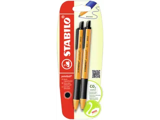 Balpen STABILO pointball 6030/46 medium zwart blister à 2 stuks - 1