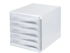 ladeblok,5lade(n),HxBxD 250x265x340mm,kunststof,wit,laden grijs