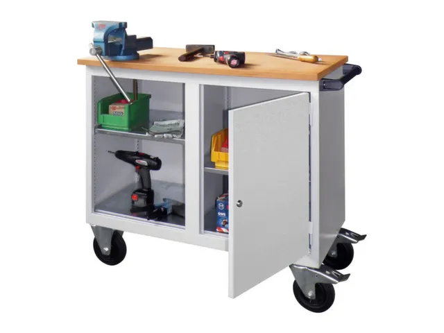 Établi Mobile Charge Maxi. 400Kg Tôle D'acier Ral7035 Façade Ral703