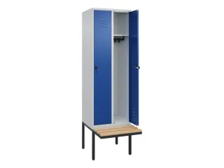 locker met bank,HxBxD 2120x600x815mm,2vak,vak B 300mm,draaigrendel - 2