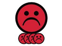 Magneet smiley 25mm emotie bedroefd rood