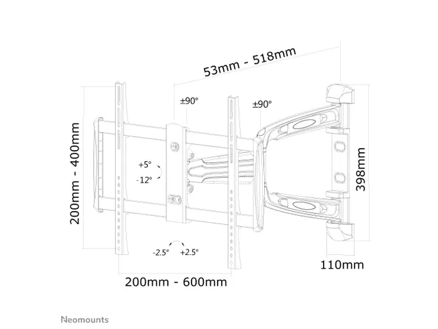 Neomounts LED-W700SILVER Full motion TV-beugel wand - 32-60 inch - max
