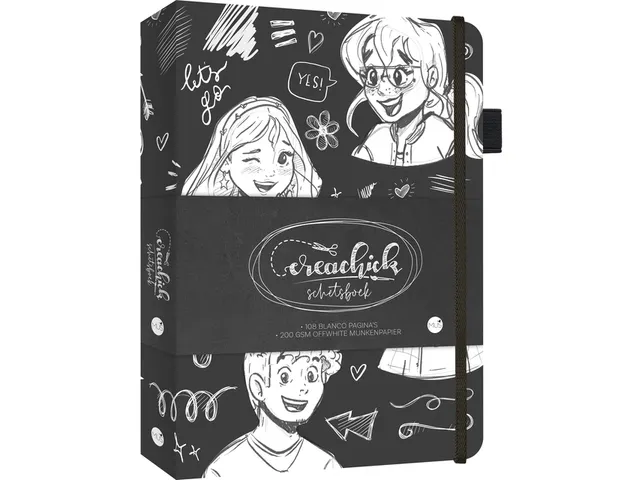 Schetsboek CreaChick Black 108 pagina's Hardcover