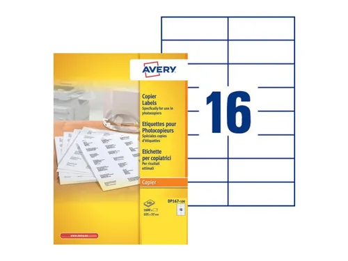 Etiket Avery DP167-100 105x37mm wit 1600stuks