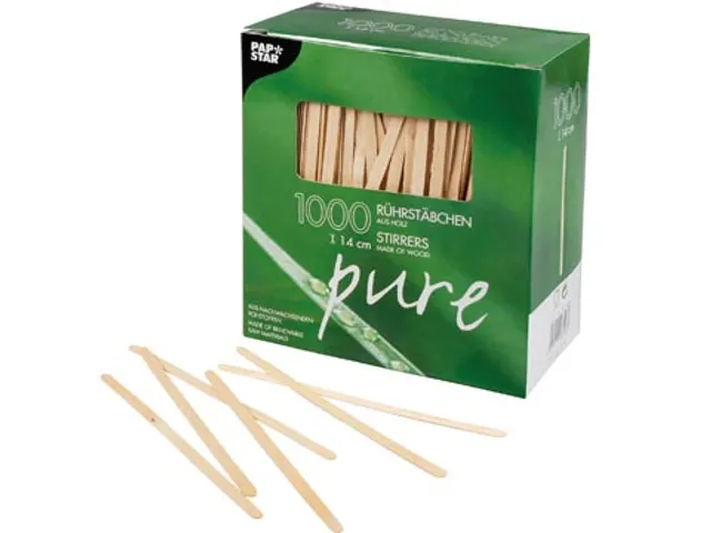 Roerstaafje Hout Pure Dispenser 14 cm Pak 1000 Stuks