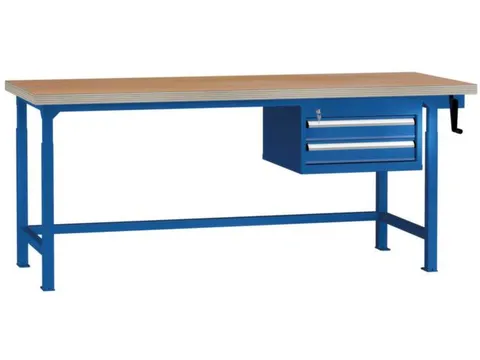 werkbank,HxBxD 750-1050x2000x800mm,onderstel RAL7035,fronten RAL5010