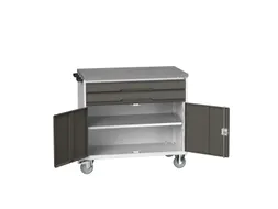 gereedschapswagen 980x800x600mm linoleum 2 laden+kast, RAL7035+RAL7016