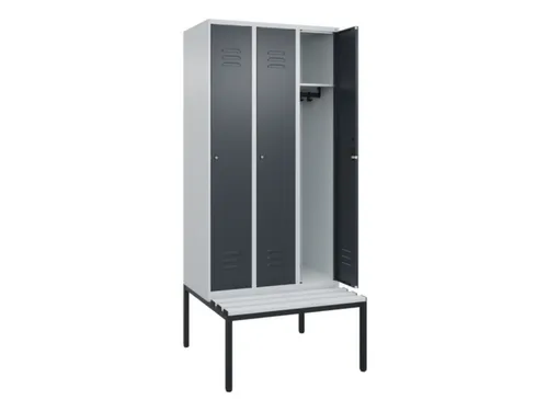 locker met bank,HxBxD 2120x900x815mm,3vak,vak B 300mm,cil.-slot