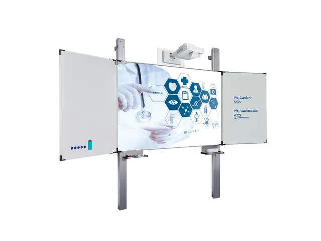 Projectiebord 120x214cm emailstaal mat wit Extraflat 5-vlaks Kolom