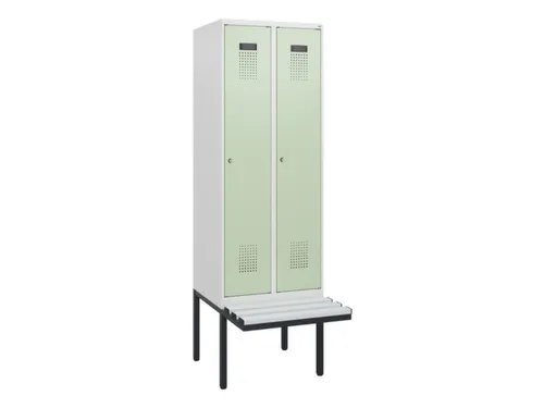 locker met bank,HxBxD 1950x600x815mm,2vak,vak B 300mm,cilinderslot
