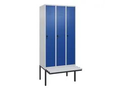 locker met bank,HxBxD 2120x900x815mm,3vak,vak B 300mm,draaigrendel