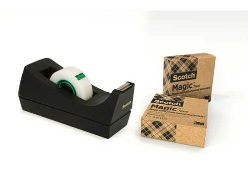 Plakbandhouder Scotch C38 recycled zwart + 3rol magic tape 900 19mmx33