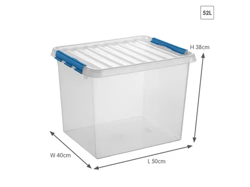 Q-line opbergbox 52L transparant blauw - 50x40x38cm