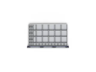 set inzetbakken,43bakken,v. front H 75mm,BxD 1050x650mm,kunststof - 1