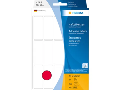 HERMA 2416 Universele etiketten 20x50mm Fluor rood 360 stuks