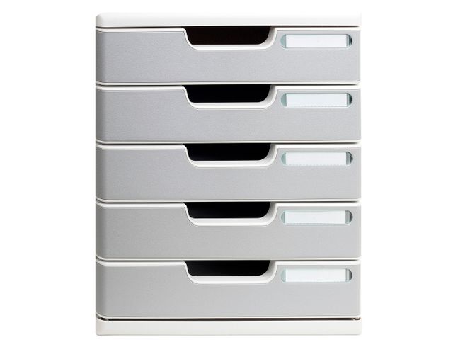 Exacompta - ref. 302913D - Organisatiesysteem - Ladebox MODULO A4 met 10 gesloten lades voor A4 documenten - Afmetingen: Diepte 35 x Breedte 28,8 x hoogte 32 cm - wit/leekijn/wit