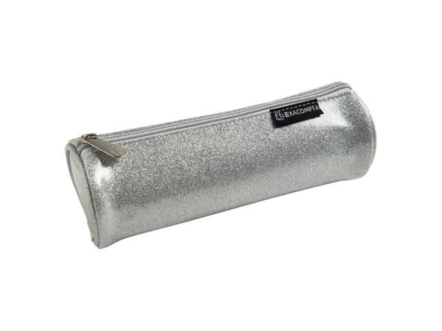 Pennenetui rond PU Glitter 4 kl ass