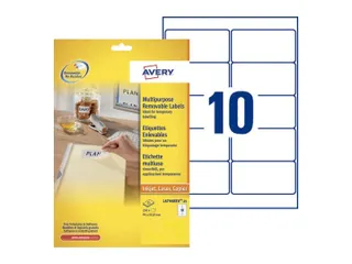 Etiket Avery L4744REV-25 96x50.8mm Afneembaar Wit 250 Stuks - 1