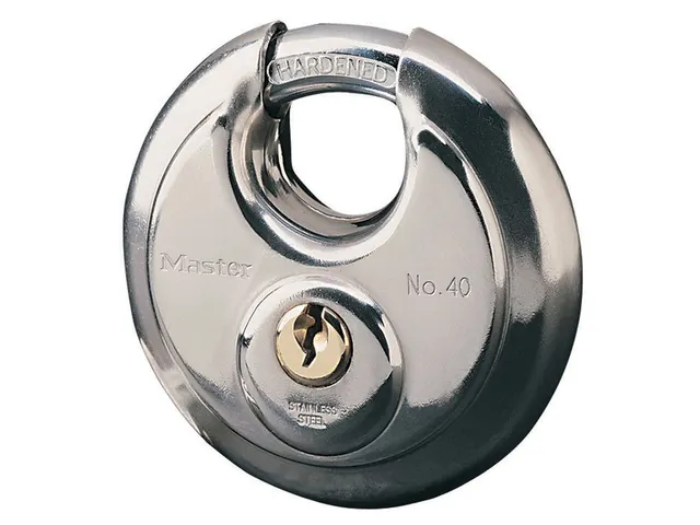 Hangslot MasterLock discus versterkte beugel RVS 70mm