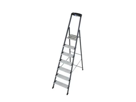 trapladder,eenzijdig,7treden,bordes m. antislip elementen,Stand H 1,5m