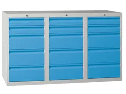 ladekast HxBxD 900x1500x500mm 15laden RAL7035 front RAL5012