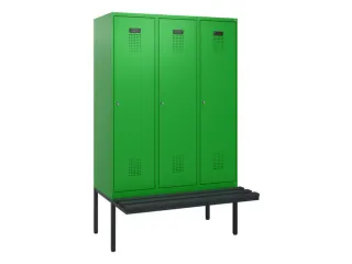 locker met bank,HxBxD 1950x1200x815mm,3vak,vak B 400mm,cilinderslot - 2
