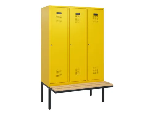 locker met bank,HxBxD 1950x1200x815mm,3vak,vak B 400mm,cilinderslot