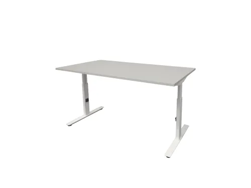 Bureau Linesto Plus Hoogte instelbaar 180x90cm blad Grijs, T-poot Wit