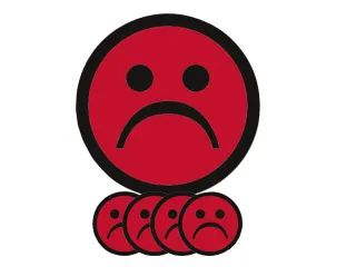 Magneet smiley 75mm emotie bedroefd rood 5 stuks - 3