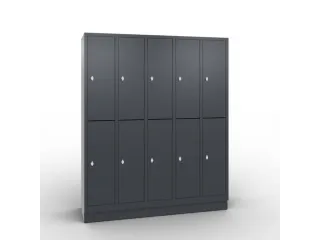 lockerkast draaigrendel 1800x1480x500 5x2vakken RAL7021 front RAL7021 - 1
