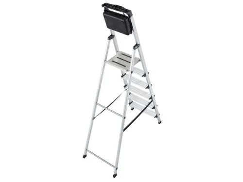 trapladder,eenzijdig,6treden,bordes m. antislip elementen,balk L 2,05m