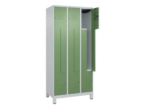 Z-garderobekast,HxBxD 1950x900x500mm,vak B 150/300mm,cil.-slot,voeten
