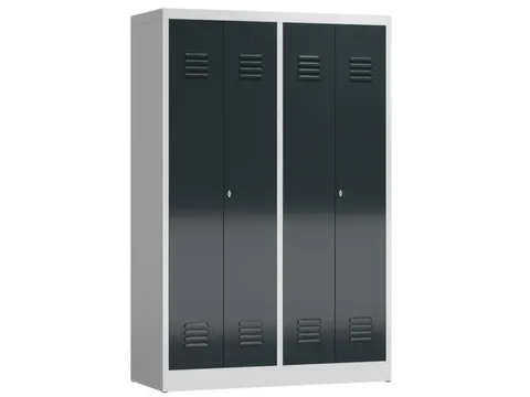 garderobekast HxBxD 1800x1185x500mm 4vak klink RAL7035 RAL7016