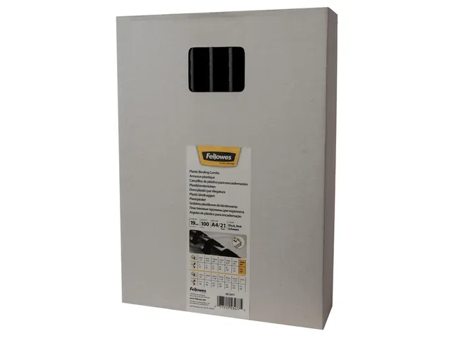 Bindrug Fellowes 19mm 21-rings A4 zwart 100stuks