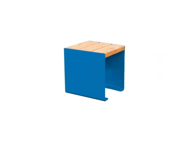 Tabouret cube extérieur assise H450mm 3 lattes chêne clair/RAL5010