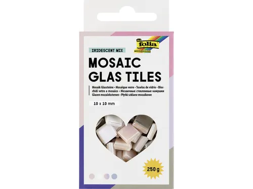Folia Mozaieksteentjes glas 10x10mm iriserend assorti