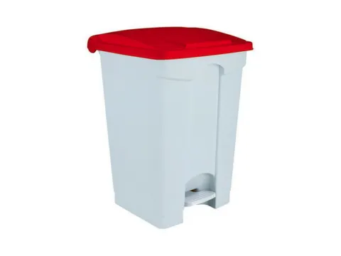 Contitop,afvalbak met pedaal 45L wit/rood/VE:3