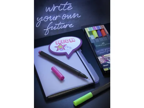 Fineliner Faber-Castell Grip 0,4mm etui 5 stuks neon assorti