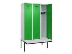 locker met bank,HxBxD 2120x1200x815mm,3vak,vak B 400mm,cilinderslot