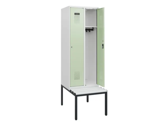 locker met bank,HxBxD 1950x600x815mm,2vak,vak B 300mm,cilinderslot